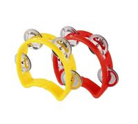 YATEICBC 2 Pcs Mini pandereta de percusión de plástico media luna, pandereta para niños, pandereta profesional de percusión de plástico media luna para niños y adultos (rojo/amarillo)