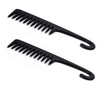 YATEICBC 2 Pcs Peine de Dientes Grandes, Peine de Dientes Anchos, Peine rizador, Peine Vintage, Peine de Ducha con Percha, antiestático, Peine para el Pelo, Herramientas de peluquería (Negro)