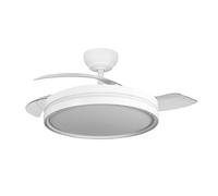 YATEK Mia - Ventilador de Techo con Luz LED 60W y Aspas Retráctiles, Motor DC Ultrasilencioso, 107 cm, Mando a Distancia, Regulable 3 Tonos, Función Verano/Invierno, Plafón Moderno, Blanco