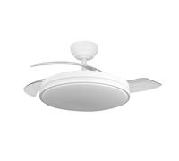 YATEK Ventilador de Techo Rubia Blanco con Aspas Retráctiles, Motor DC Silencioso, LED 60W 6980 lm Regulable, 6 Velocidades, Mando a Distancia, Función Verano Invierno, 107 cm