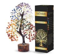 YATHABI Árbol de Piedras Preciosas purificantes de Siete Chakras, Adorno de árbol de Regalo Natural de Cristal curativo del Amor, Feng Shui, Dinero, Piedra Hecha a Mano, Escultura de 10-12 Pulgadas