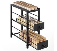 YATINEY Especiero con 3 Estantes, Organizador de Especias de Cocina con 2 Cajones Extraíbles, Organizador Estrecho de Cápsulas de Café, Negro, XSR02BB