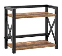 YATINEY Especiero de 2 Niveles, Organizador de Especias, Organizador Vertical de Armario, Estantería para Especias de Sobremesa, para Tocador, Cocina, Oficina, Salón, Marrón Rústico y Negro XSR28BR