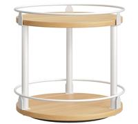YATINEY Especiero Giratorio, Estantería Giratoria Redonda de 2 Niveles, Compacto y Versátil, para Encimeras de Cocina, Mesas de Comedor, Tocadores, Escritorios de Oficina, Blanco y Natural XSR22WN