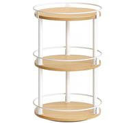 YATINEY Especiero Giratorio, Estantería Giratoria Redonda de 3 Niveles, Compacto y Versátil, para Encimeras de Cocina, Mesas de Comedor, Tocadores, Escritorios de Oficina, Blanco y Natural XSR23WN