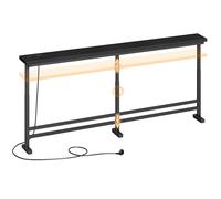 YATINEY Mesa de Sofá Industrial de 180 cm, Consola Estrecha, Mesa de Pasillo con Toma de CA, Puerto USB y Puerto Tipo C, para Sala de Estar, Pasillo, Entrada, Negro, XCT08CBB