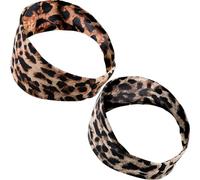 Yatinkim Diadema de leopardo para mujer, con estampado de guepardo, turbante, bohemio, estampado animal, 2 unidades, bandas elásticas antideslizantes para el pelo, para niñas, yoga, entrenamiento,