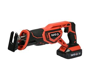 YATO AKKU - Sierra de sable profesional de 18 V, batería de iones de litio, 2,0 Ah, cargador rápido, cambio de hoja sin herramientas, hoja de sierra - máx. 80 mm de madera 3000 rpm