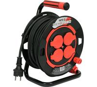 yato Cabletrommel 20m Extensión De Obra IP44 H05RR-F Goma 4 Tomas