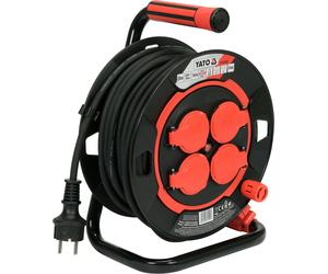 yato Cabletrommel 20m Extensión De Obra IP44 H05RR-F Goma 4 Tomas