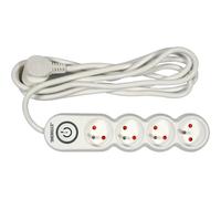 YATO Enchufe múltiple con interruptor, 4 enchufes, cable de 3 m, protección para niños, protección de contacto, cable de extensión, hogar, oficina, 230 V