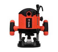 YATO Fresadora profesional con 2100 W, diámetro de 8 y 12 mm, regulación de velocidad, tope paralelo, ajuste de profundidad, adaptador de aspiración y motor de cobre estable