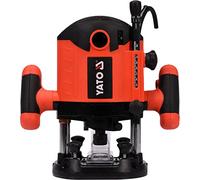 YATO Fresadora profesional con 2100 W, diámetro de 8 y 12 mm, regulación de velocidad, tope paralelo, ajuste de profundidad, adaptador de aspiración y motor de cobre estable