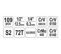 YATO Juego de llaves de trinquete de 109 piezas YT-38891