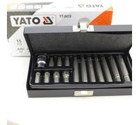 YATO Set Puntas Ribe Llave de Vaso 15 Piezas S2 30+75mm M6-M14 YT-0419