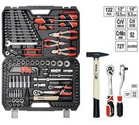 Yato Kit de herramientas YT-38901 – 122 piezas 1/4" y 1/2" en maletín XXL, acero cromo-vanadio