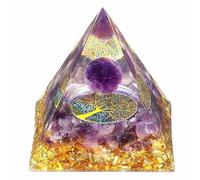 YATOJUZI Cristales de pirámide de orgón de 2.4 pulgadas, amatista, chakra, reiki, piedras preciosas de orgonita para energía positiva, reducir el estrés, atrae la sabiduría de la suerte, traje de