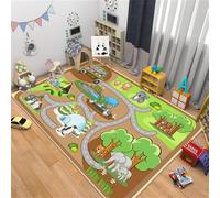 YATOLA Alfombra Infantil Alfombra de Juegos Diseño Moderno Juego para Gatear Habitación los Niños Juvenil Habitación Bebe Lavable Antideslizante Carpet Crawling Mat Elefante Oso (Brown, 50x80cm)