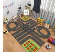 YATOLA Alfombra Infantil Alfombra de Juegos Diseño Moderno Juego para Gatear Habitación los Niños Juvenil Habitación Bebe Lavable Antideslizante Carpet Crawling Mat Elefante Oso (Grey 2, 80x120cm)