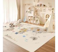 YATOLA Alfombra Infantil con Ddiseño de Estrella Arcoíris para Gatear Habitación Juvenil Playmat Crawling Rug Niña Niño Dormitorio Nubes Grande León Elefante Oso Marina Animale (Beige 1, 120x160cm)