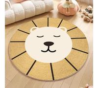 YATOLA Alfombra para Salón Silla Cojín Interior Alfombra Infantil para Dormitorio Cuarto de Jugar Lavable Suave Antideslizante Alfombra Esponjosa de Cama Animale Marrón Oso León (Beige 1, 120x120cm)