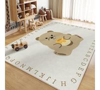 YATOLA Alfombras Sala Dormitorio Cocina Comedor Grande Carpet Pelo Corto Rugs Taupe Multi Tapetes para Tapete tapete Lavables en Lavadora Area Rug Playmat Antideslizante León Oso (Beige 2, 50x80cm)