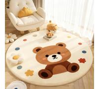 YATOLA Alfombras Suaves para Dormitorio Baño Sofá Silla Cojín Interiores, Alfombra de Juegos para Habitación Juvenil Chico Niño Lavable Suave Antideslizante Animales Perro Conejo (Crema, 120CM)