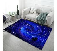 YATOLA Alfombras Suaves para Dormitorio Sofá Silla Cojín Interiore Negro Alfombra de Juegos para Habitación Juvenil Chico Infantile Niño Lavable Antideslizante Galaxias Estrella (Azul, 80x120cm)