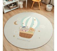 YATOLA Redonda Alfombra Suave Pelo de Habitacion Dormitorio Comedor Salón Interior Antideslizante Rug Niños Lavable Infantile Grande para Salon Pasillo Animale Oso Perro Arcoíris (Gris 1, 120x120cm)