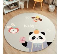 YATOLA Redonda Alfombra Suave Pelo de Habitacion Dormitorio Comedor Salón Interior Antideslizante Rug Niños Lavable Infantile Grande para Salon Pasillo Animale Oso Perro Arcoíris (Gris 2, 80x80cm)