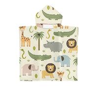 YATOLA Toalla de Playa Toalla de Baño Niñas Niños Infantiles Toallas de Baño con Capucha Diseño Ultraligera Secado Rapido Blanco Albornoz de Cambio de Piscina Tortuga Delfín León (Beige 1, 60x60cm)