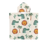 YATOLA Toalla de Playa Toalla de Baño Niñas Niños Infantiles Toallas de Baño con Capucha Diseño Ultraligera Secado Rapido Blanco Albornoz de Cambio de Piscina Tortuga Delfín León (Beige 2, 60x60cm)