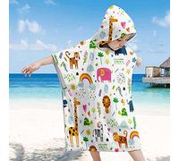 YATOLA Toalla Infantil con Capucha de Niño Niña Toalla Piscina Poncho de Playa con Capucha Suave Absorbente Toallas Baño de Bebé, Toalla de Playa de Microfibra Animale León Oso (Blanco, 75x65cm)