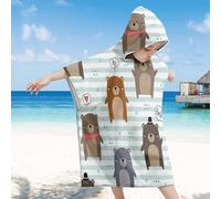 YATOLA Toalla Infantil con Capucha de Niño Niña Toalla Piscina Poncho de Playa con Capucha Suave Absorbente Toallas Baño de Bebé, Toalla de Playa de Microfibra Animale León Oso (Azul, 75x110cm)