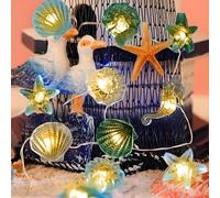 YATOSEEN Cadena de Luces LED Con Tema de Vida Marina, 2M 20LED Súper Divertidas, Caballito De Mar, Estrella De Mar, Concha, Caparazón - Control Remoto, Batería O USB