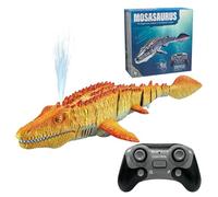 YATOSEEN Juguetes Mosasaurus con Control Remoto para niños, Barcos Teledirigido, Barco de Dinosaurio Eléctrico RC con Agua pulverizada y luz para Piscina, Lago, baño, Juguetes de baño (Amarillo)