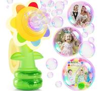 YATOSEEN Máquina de Burbujas para Niños, Recargable, Forma de Flor Bailarina, Soplador de Burbujas Automático con Iluminación de Colores, Ideal para Jugar en Verano, en la Playa