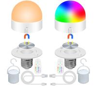 YATOSEEN Paquete de 2 Bombillas E27 Recargables por USB con 2 Control Remoto, Bombilla RGB Regulable que Cambia de Color, Luz LED Magnética para Lámparas sin Cableado, con Temporizador Desmontable