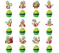 YATOSEN Adornos para cupcakes Grinch Navidad Food Fruit Picks para fiestas, tartas, postres, decoración (12 piezas/set)