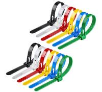 Yatrosynth 100 Piezas Bridas de Plastico para Cables Reutilizables, Bridas para Cables Profesionales 200 x 4.8 mm, para Oficina, Hogar, Exteriores, al jardín - Colores mixtos