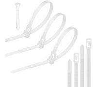 Yatrosynth 100 Piezas de Bridas para Cables Reutilizables, 200mm x 4.8mm, Nailon Ultra Fuertes Con para Cables, Resistente a Temperatura, para Oficina, Hogar, Exteriores, al Jardín - Blanco