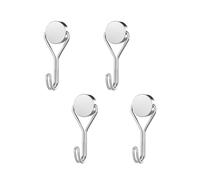 Yatrosynth 4PCS Ganchos Magnéticos, 16mm Imanes con Gancho Super Fuerte, para Cocina, Dormitorios, Taquillas, Oficina, Frigoríficos, Techo - Plata