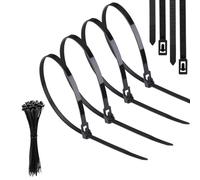 Yatrosynth 50 Piezas de Bridas para Cables Reutilizables, 300mm x 4.8mm, Nailon Ultra Fuertes Con para Cables, Resistente a Temperatura, para Oficina, Hogar, Exteriores, al Jardín - Negro