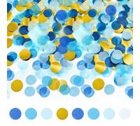Yatrosynth Confeti 6000 Unidades, 1cm Confeti de Mezcla de Color Redondo, Decoración de Mesa, para Cumpleaños, Bodas, Fiestas, Globos Decoración - Azul/Dorado