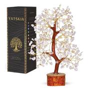 YATSKIA Árbol de chakras de cuarzo transparente, árbol de piedras preciosas, piedra curativa de cuarzo transparente, árbol de cristal para energía positiva, árbol de dinero de buena suerte