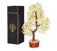 YATSKIA Árbol de Cristal de Jade Verde Hecho a Mano con Cristales curativos de Chakras Reiki y Piedras Preciosas, Amuleto de la Suerte, Regalo pritual, Feng Shui, decoración del árbol de la Vida,