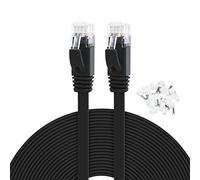 Yauhody Cable de Red CAT6 30m, alta velocidad sólido Plano Ethernet Cable Gigabit Internet LAN con clips de cable, RJ45 Conector para Módem, Router, PC, TV, PS5, PS4 (30m, negro)