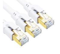 Yauhody Cable Ethernet 0.5M Cat 8 (3 Piezas) 40Gbps 2000MHz S/FTP Alta Velocidad Cable de Red, Gigabit RJ45 Cable Lan para POE, PS5, Xbox, Router, TV, PC, Módem, Más rápido que Cat7 Cat6 (Blanco)