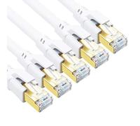 Yauhody Cable Ethernet 0.5M Cat 8 (5 Piezas) 40Gbps 2000MHz S/FTP Alta Velocidad Cable de Red, Gigabit RJ45 Cable Lan para POE, PS5, Xbox, Router, TV, PC, Módem, Más rápido que Cat7 Cat6 (Blanco)