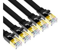 Yauhody Cable Ethernet 0.5M Cat 8 (5 Piezas) 40Gbps 2000MHz S/FTP Alta Velocidad Cable de Red Plano, Gigabit RJ45 Cable Lan para PS5, Xbox, Router, TV, Switch, Módem, Más rápido que Cat7 (Negro)
